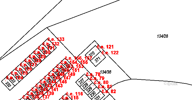 Staré Hory 121, Jihlava na parcele st. 370 v KÚ Staré Hory, Katastrální mapa