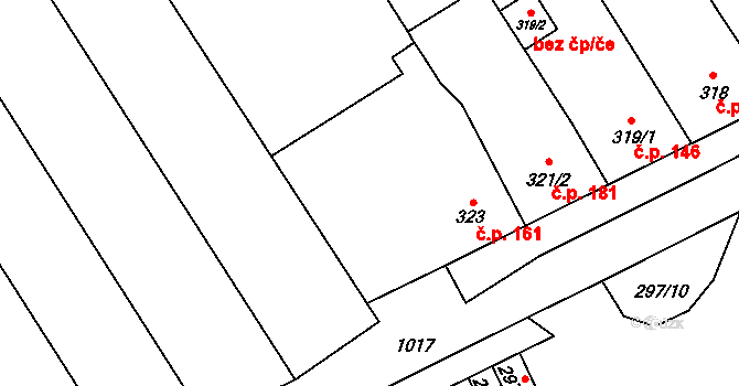 Přerov V-Dluhonice 161, Přerov na parcele st. 323 v KÚ Dluhonice, Katastrální mapa
