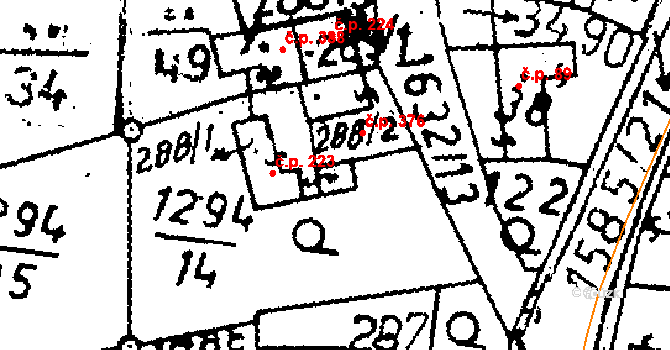 Zbraslavice 376 na parcele st. 288/2 v KÚ Zbraslavice, Katastrální mapa