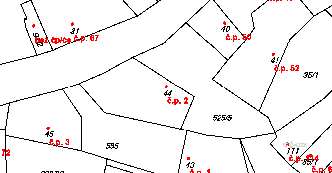 Nehvizdy 2 na parcele st. 44 v KÚ Nehvizdy, Katastrální mapa