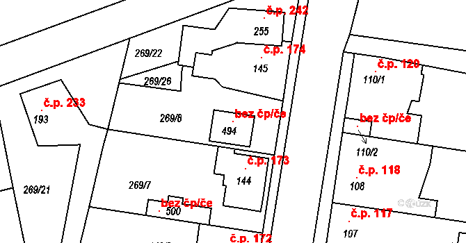 Braškov 119062518 na parcele st. 494 v KÚ Braškov, Katastrální mapa