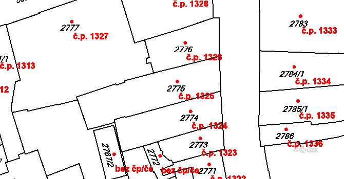 Jihlava 1325 na parcele st. 2775 v KÚ Jihlava, Katastrální mapa
