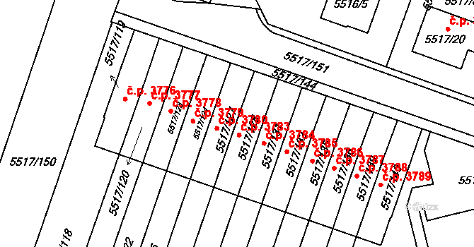 Jihlava 3783 na parcele st. 5517/128 v KÚ Jihlava, Katastrální mapa