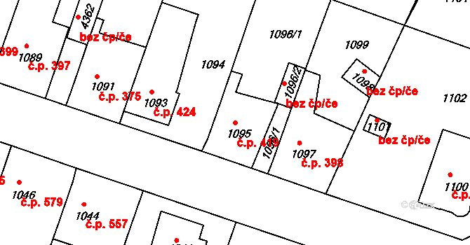 Čelákovice 419 na parcele st. 1095 v KÚ Čelákovice, Katastrální mapa