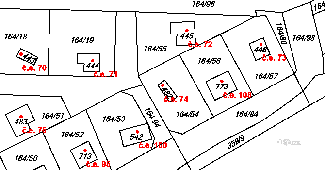 Holoubkov 74 na parcele st. 482 v KÚ Holoubkov, Katastrální mapa