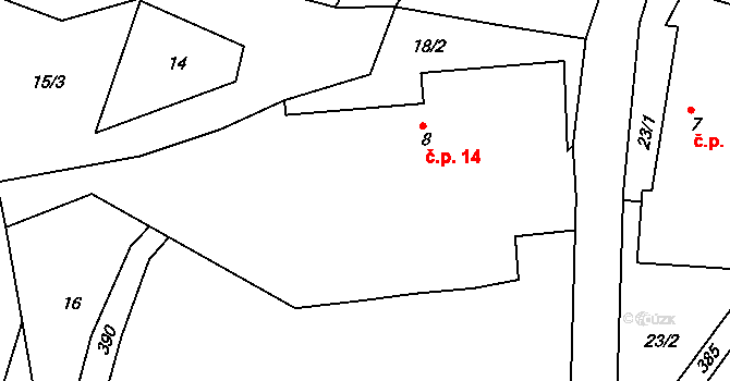 Jedousov 14 na parcele st. 8 v KÚ Jedousov, Katastrální mapa