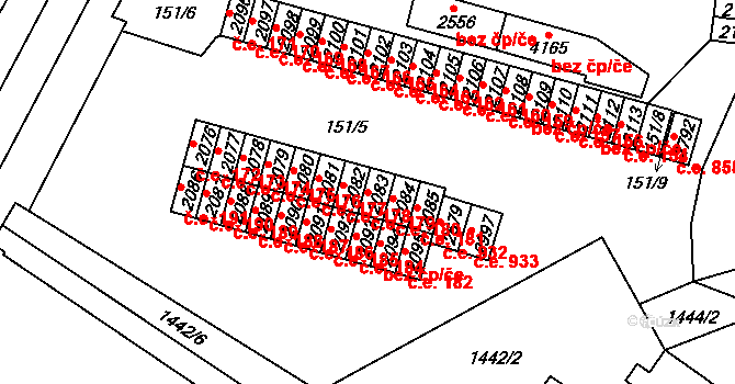 Kyjov 179 na parcele st. 2083 v KÚ Kyjov, Katastrální mapa