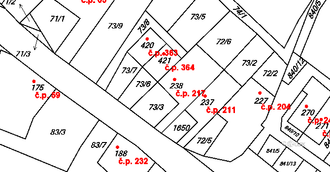 Luka nad Jihlavou 217 na parcele st. 238 v KÚ Luka nad Jihlavou, Katastrální mapa