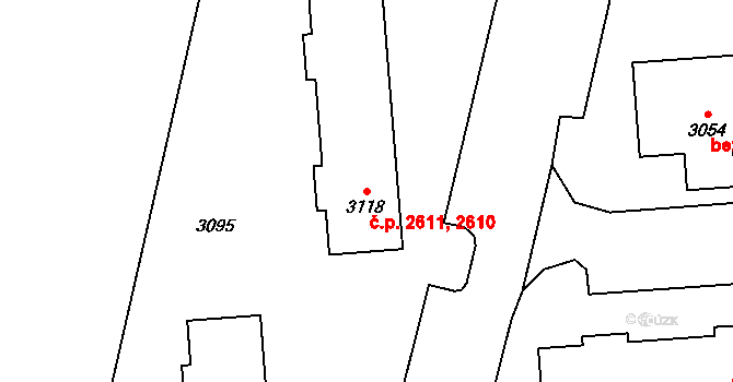 Kročehlavy 2610,2611, Kladno na parcele st. 3118 v KÚ Kročehlavy, Katastrální mapa