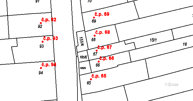 Lípy 67, Slatinice na parcele st. 67 v KÚ Lípy, Katastrální mapa