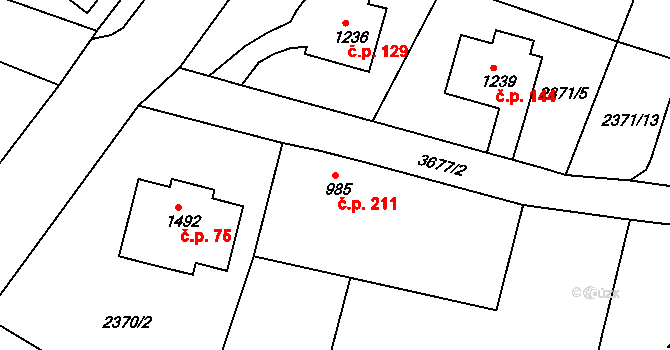 Cvikov I 211, Cvikov na parcele st. 985 v KÚ Cvikov, Katastrální mapa