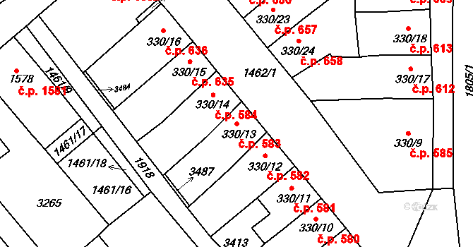 Předměstí 583, Svitavy na parcele st. 330/13 v KÚ Svitavy-předměstí, Katastrální mapa