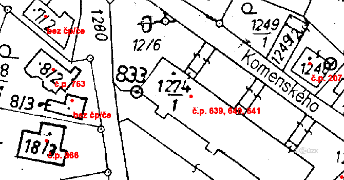 Rychnov u Jablonce nad Nisou 639,640,641 na parcele st. 1274/1 v KÚ Rychnov u Jablonce nad Nisou, Katastrální mapa