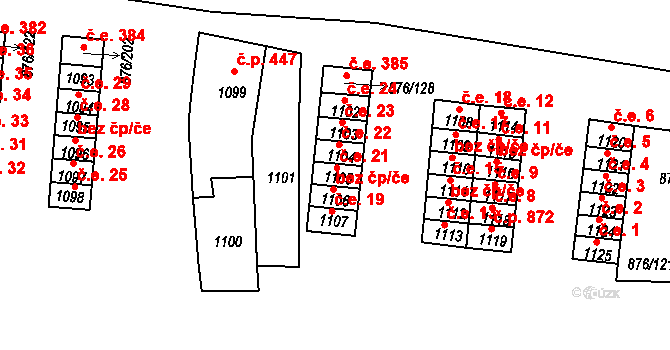Postoloprty 21 na parcele st. 1105 v KÚ Postoloprty, Katastrální mapa
