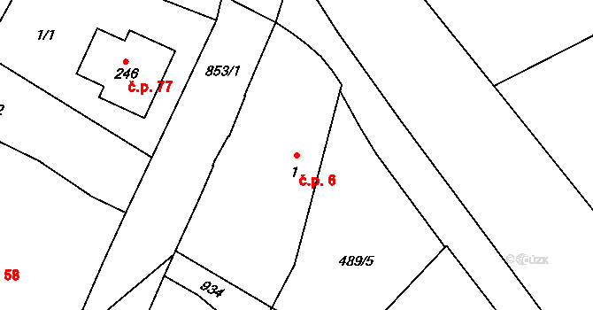Vlčice 6, Blovice na parcele st. 1 v KÚ Vlčice u Blovic, Katastrální mapa