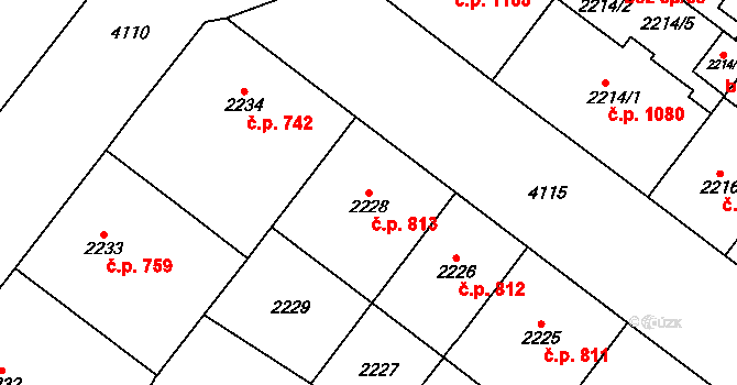 Vinohrady 813, Praha na parcele st. 2228 v KÚ Vinohrady, Katastrální mapa
