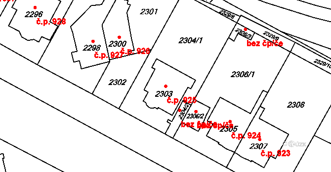 Kobylisy 925, Praha na parcele st. 2303 v KÚ Kobylisy, Katastrální mapa