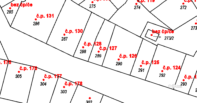 Příbram II 127, Příbram na parcele st. 289 v KÚ Příbram, Katastrální mapa