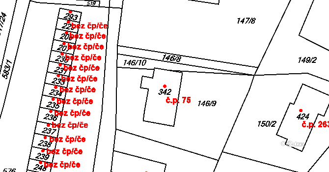 Horní Maršov 75 na parcele st. 342 v KÚ Horní Maršov, Katastrální mapa