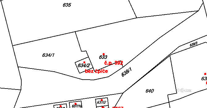 Bludovice 392, Havířov na parcele st. 633 v KÚ Bludovice, Katastrální mapa