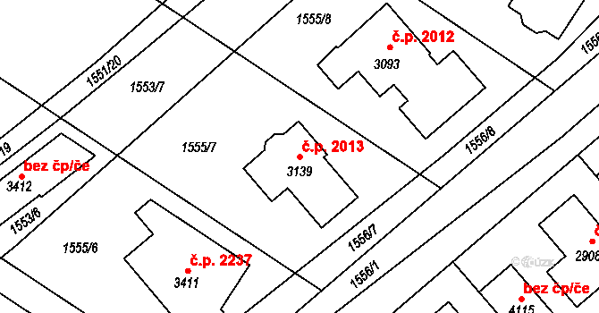Říčany 2013 na parcele st. 3139 v KÚ Říčany u Prahy, Katastrální mapa