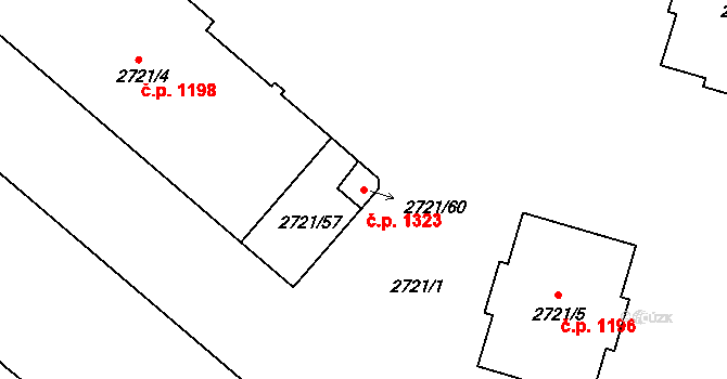 Hulín 1323 na parcele st. 2721/60 v KÚ Hulín, Katastrální mapa