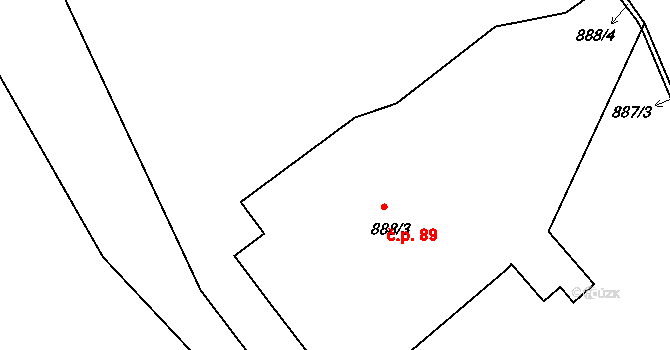 Březenec 89, Jirkov na parcele st. 888/2 v KÚ Březenec, Katastrální mapa