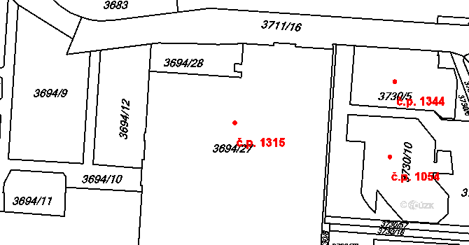 Lutyně 1315, Orlová na parcele st. 3694/27 v KÚ Horní Lutyně, Katastrální mapa