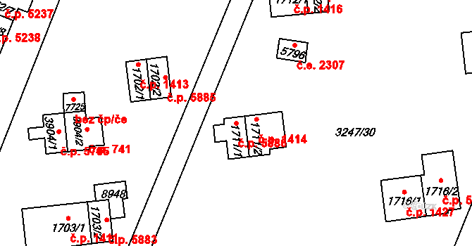 Zlín 5886 na parcele st. 1711/1 v KÚ Zlín, Katastrální mapa