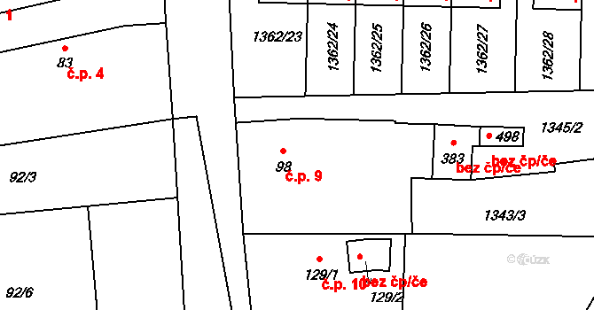 Veselka 9, Olbramovice na parcele st. 98 v KÚ Olbramovice u Votic, Katastrální mapa