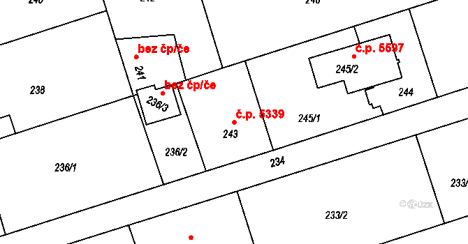 Třebovice 5339, Ostrava na parcele st. 243 v KÚ Třebovice ve Slezsku, Katastrální mapa