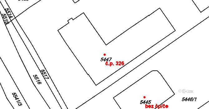 Žďár nad Sázavou 1 326, Žďár nad Sázavou na parcele st. 5447 v KÚ Město Žďár, Katastrální mapa