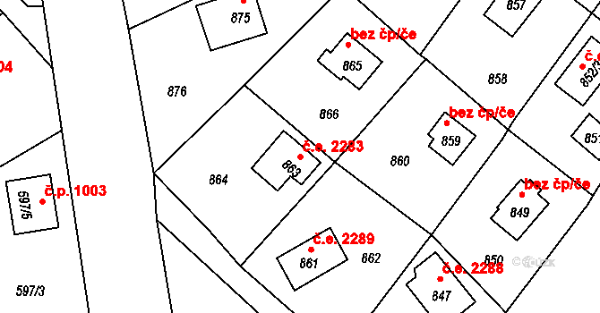 Dolní Těrlicko 2283, Těrlicko na parcele st. 863 v KÚ Dolní Těrlicko, Katastrální mapa
