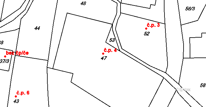 Vrbka 4, Služovice na parcele st. 47 v KÚ Vrbka u Opavy, Katastrální mapa