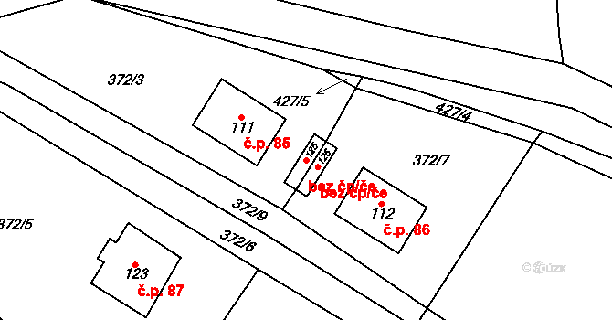 Lobeč 45398518 na parcele st. 125 v KÚ Lobeč u Mšena, Katastrální mapa