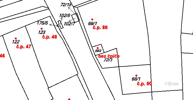 Malešovice 46052518 na parcele st. 69/2 v KÚ Malešovice, Katastrální mapa