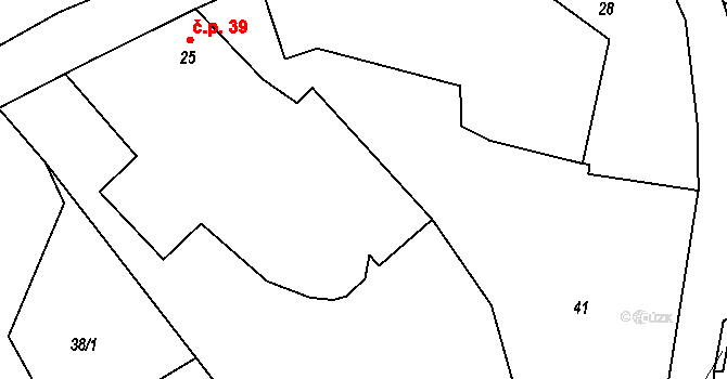 Čímice 39 na parcele st. 25 v KÚ Čímice u Sušice, Katastrální mapa