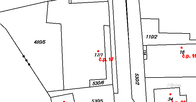 Lukovna 17, Sezemice na parcele st. 17/1 v KÚ Lukovna, Katastrální mapa