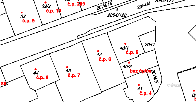 Merklín 6 na parcele st. 42 v KÚ Merklín u Přeštic, Katastrální mapa