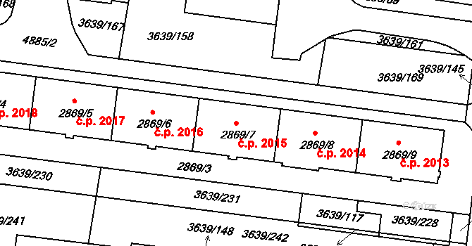 Louny 2015 na parcele st. 2869/7 v KÚ Louny, Katastrální mapa