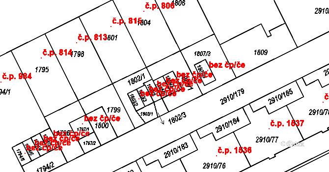 Praha 99143518 na parcele st. 1805/3 v KÚ Nusle, Katastrální mapa