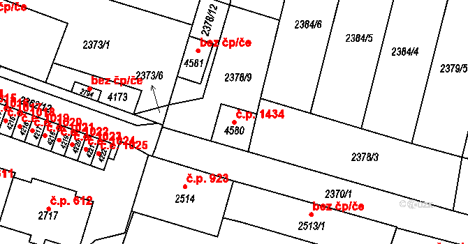 Kyjov 1434 na parcele st. 4580 v KÚ Kyjov, Katastrální mapa