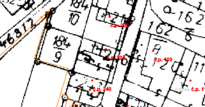 Kostelní Lhota 224 na parcele st. 246 v KÚ Kostelní Lhota, Katastrální mapa