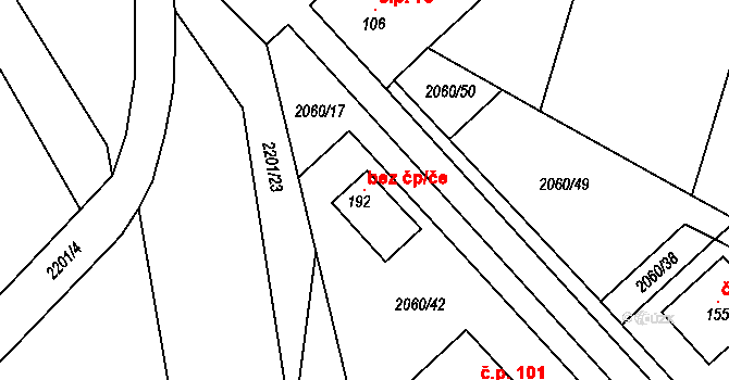 Černín 115529519 na parcele st. 192 v KÚ Černín, Katastrální mapa