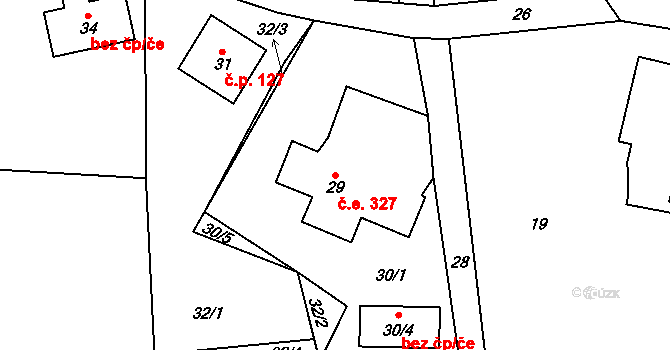 Haratice 327, Plavy na parcele st. 29 v KÚ Haratice, Katastrální mapa