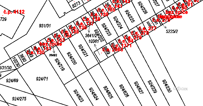 Hodonín 2985 na parcele st. 10361 v KÚ Hodonín, Katastrální mapa