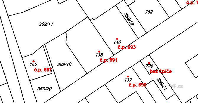 Hostivice 691 na parcele st. 138 v KÚ Litovice, Katastrální mapa