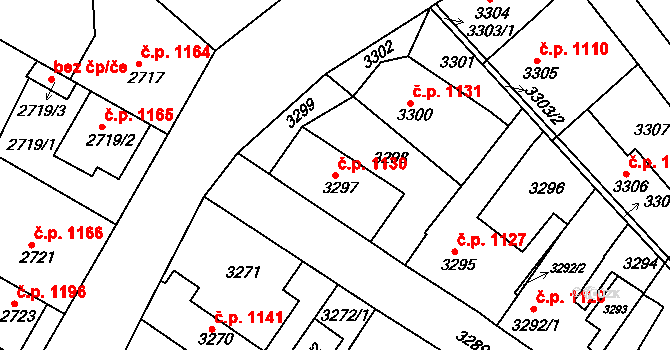 Roztoky 1130 na parcele st. 3297 v KÚ Žalov, Katastrální mapa