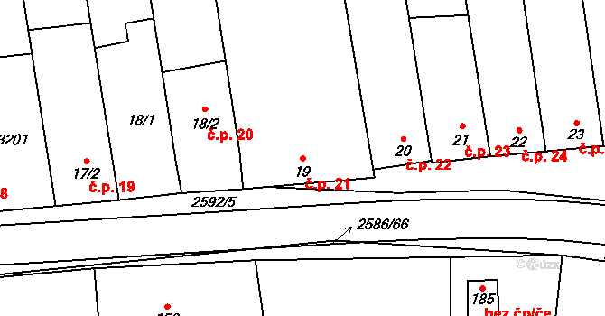 Tasov 21 na parcele st. 19 v KÚ Tasov nad Veličkou, Katastrální mapa