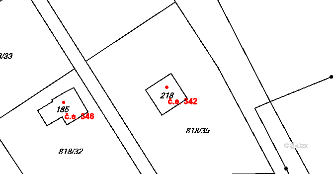 Rounek 342, Vyskytná nad Jihlavou na parcele st. 218 v KÚ Rounek, Katastrální mapa